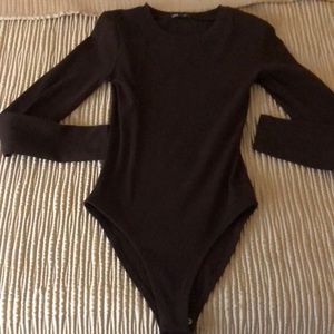 Zara brown ribbed bodysuit